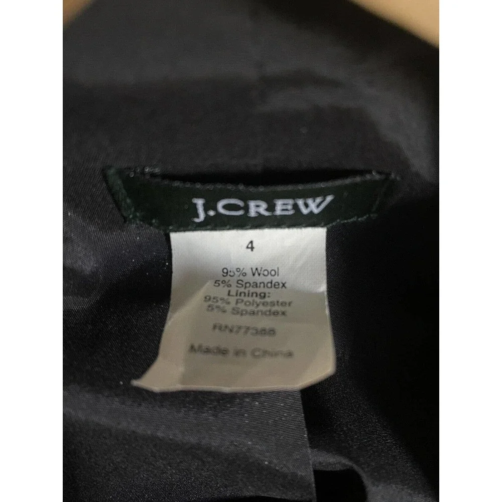 J CREW Blazer Jacket Black Wool Blend Peak Lapel One Button Lined 4 S 71…